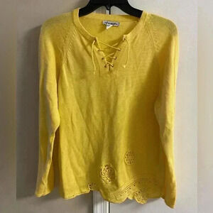 Deirdre McGuire sweater pullover yellow 100% pima cotton Large